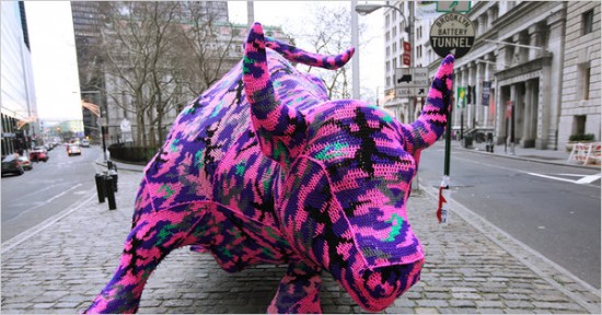 Yarn bombing