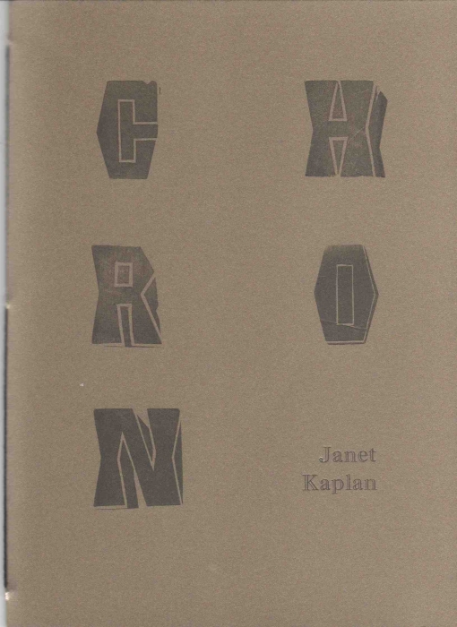 Kaplan's most recent publication is Chronicles, a hand-sewn, letterpress book from Press Board Press with a limited-edition, print run of 100 copies (available here for $10).